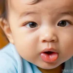 Home 15 소아 구내염과 헤르페스 차이 - **Prompt 1: Common Oral Ulcer in a Toddler**
A close-up, warm-toned, realistic image of a cute t...