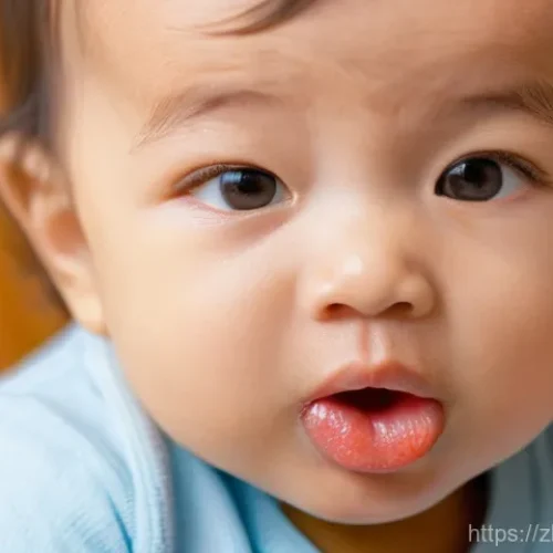 Home 27 소아 구내염과 헤르페스 차이 - **Prompt 1: Common Oral Ulcer in a Toddler**
A close-up, warm-toned, realistic image of a cute t...